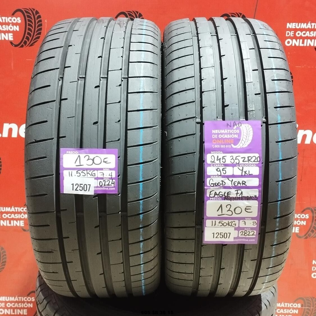 2x 245 35 Z R20 95YXL GOODYEAR EAGLE F1 ASYMMETRIC3 NAO 7.4/7.8mm REF:12507