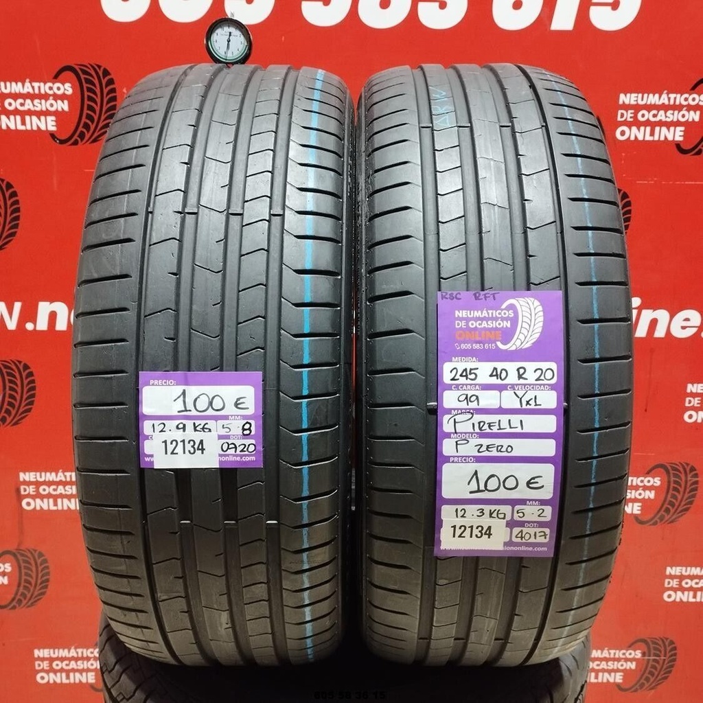 2x 245 40 R20 99YXL PIRELLI P ZERO RSC RFT 5.2/5.8mm REF:12134