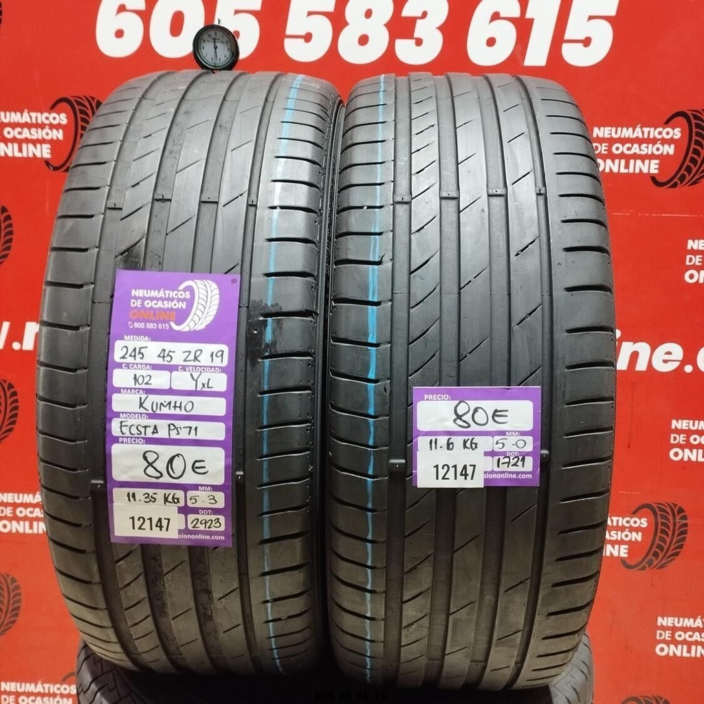 2x 245 45 ZR19 102YXL KUMHO ECSTA PS71 5.3/5.0mm REF:12147