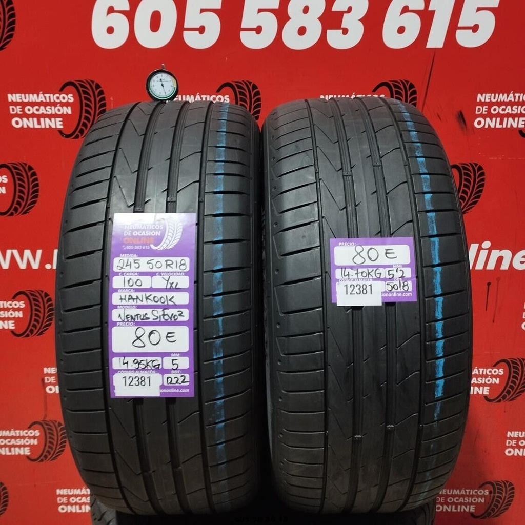 2x 245 50 R18 100YXL HANKOOK VENTUS S1 EVO2 5.0/5.2mm REF:12381