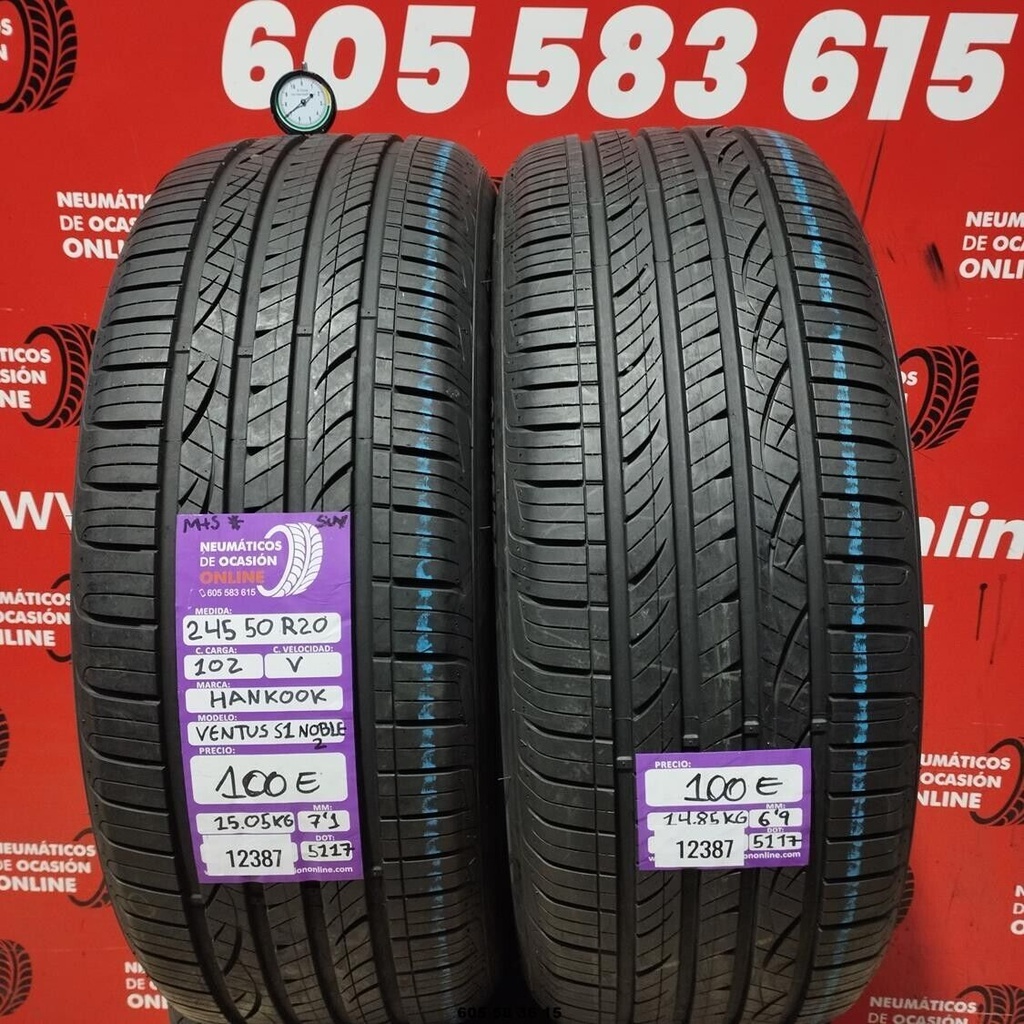 2x 245 50 R20 102V HANKOOK VENTUS S1 NOBLE2 SUV M+S* 7.1/6.9mm REF:12387