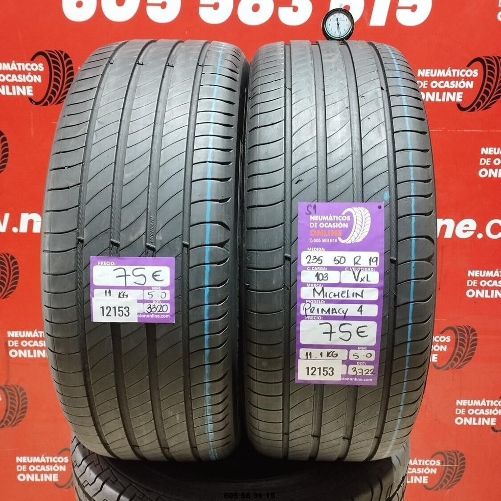 2x 235 50 R19 103VXL MICHELIN PRIMACY4 S1 5.0/5.0mm REF:12153