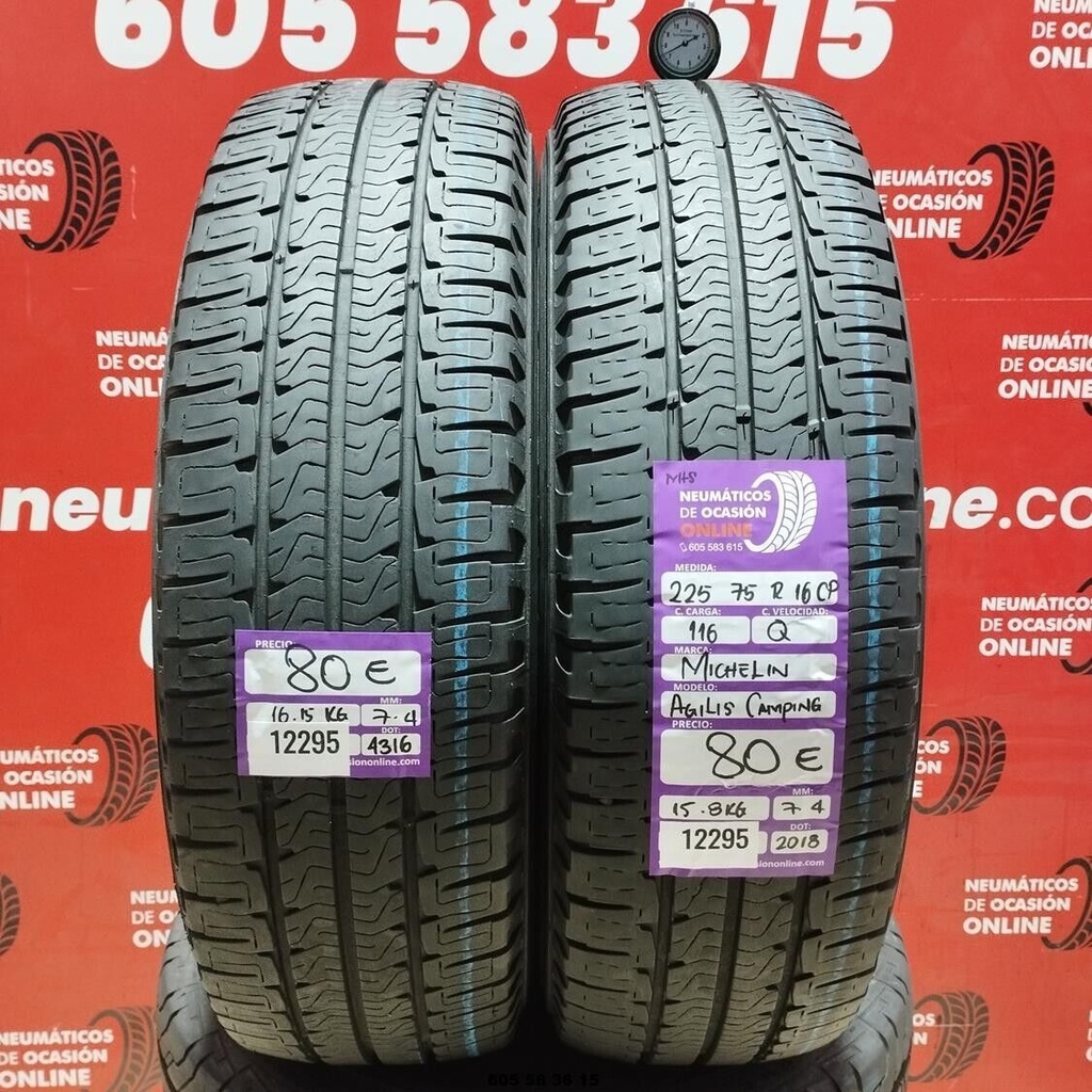 2x 225 75 R16CP 116Q MICHELIN AGILIS CAMPEGGIO M+S 7,4/7,4 mm REF:12295