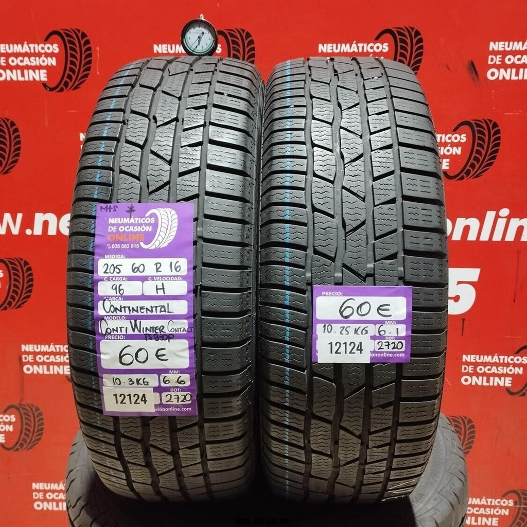 2x 205 60 R16 96H CONTINENTAL CONTI WINTER CONTACT 6,6/6,1mm REF:12124