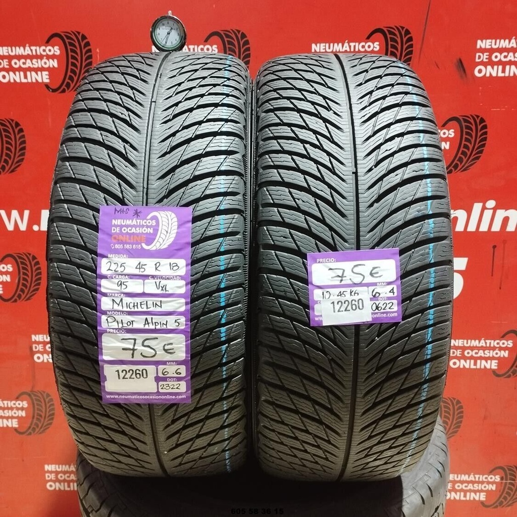 2x 225 45 R18 95VXL MICHELIN PILOT ALPIN5 M+S* 6,6/6,4mm REF:12260