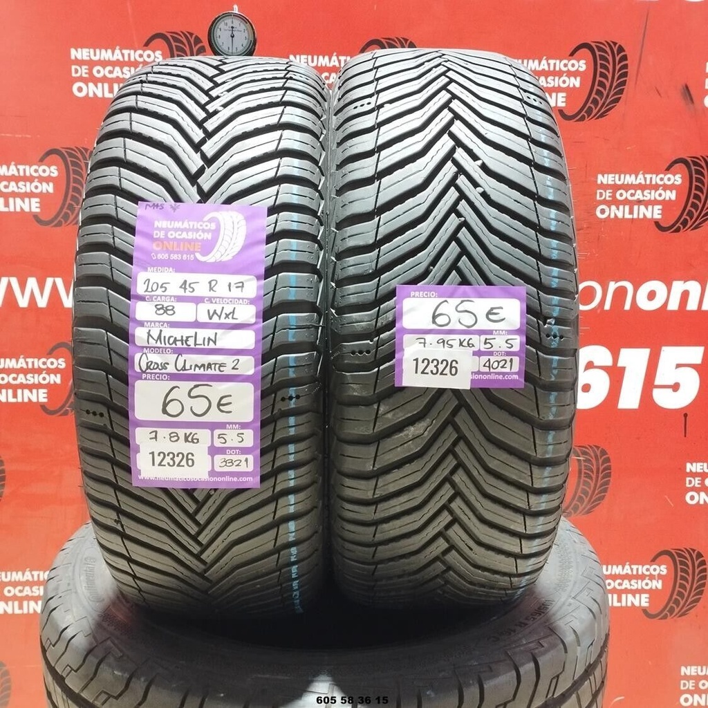 2x 205 45 R17 88WXL MICHELIN CROSS CLIMA2 M+S* 5,5/5,5 mm REF:12326