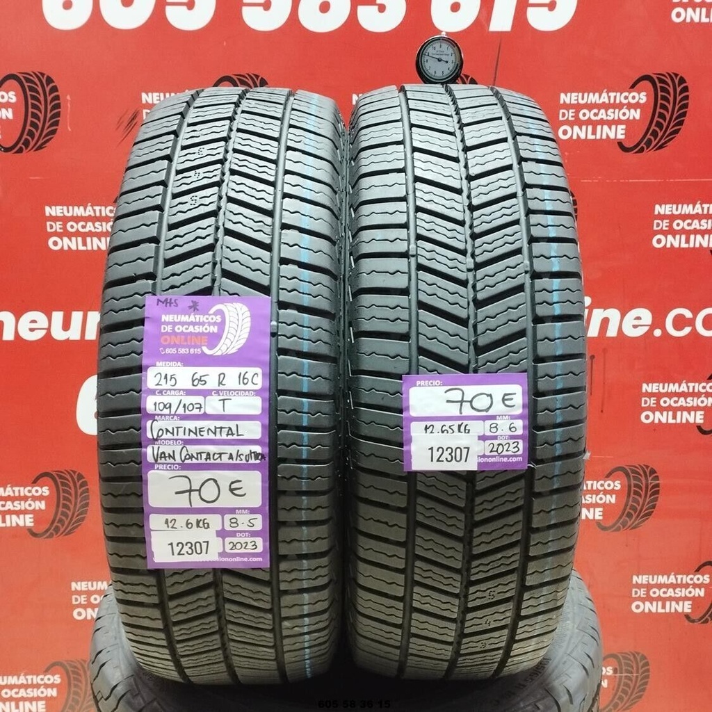 2x 215 65 R16C 109/1407T CONTINENTAL VAN CONTACT A/S ULTRA 8.5/8.6mm REF:12307