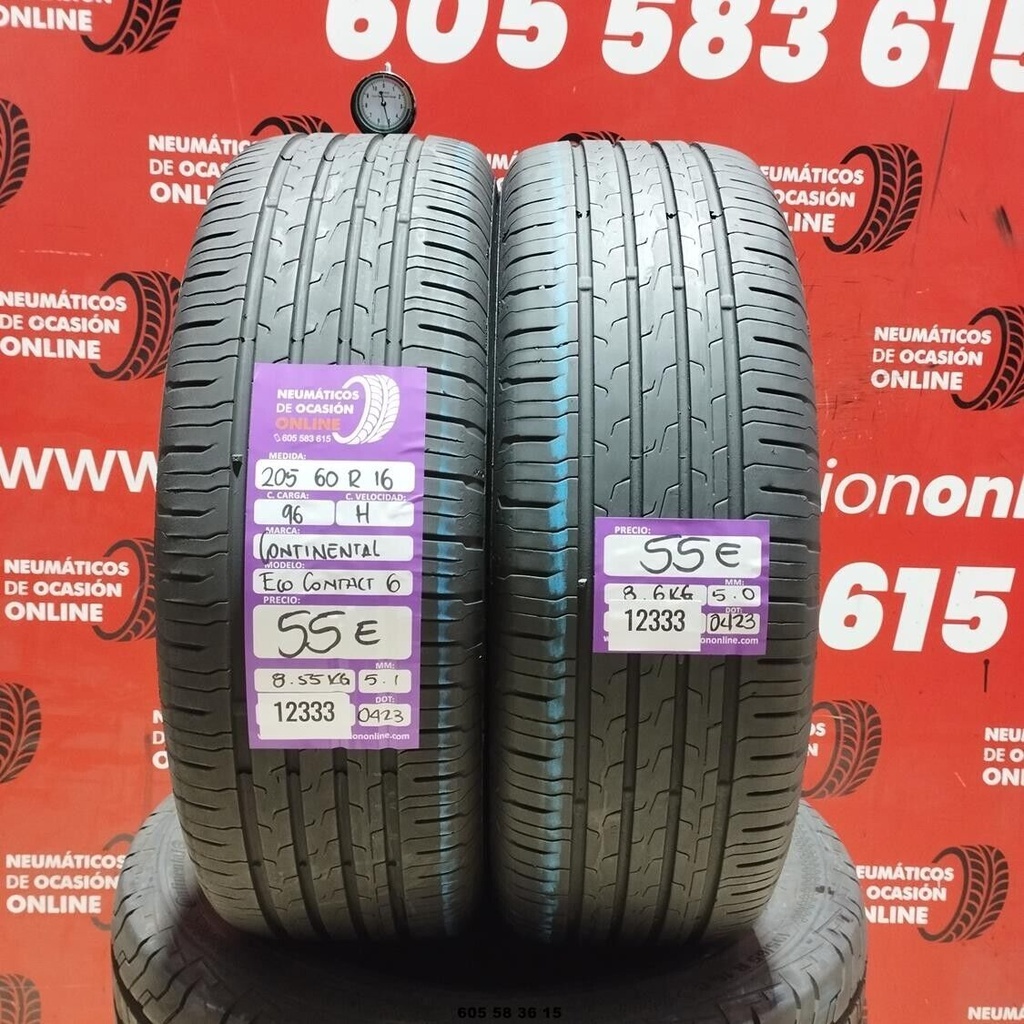 2x 205 60 R16 96H CONTINENTAL ECO CONTACT6 5,1/5,0 mm REF:12333