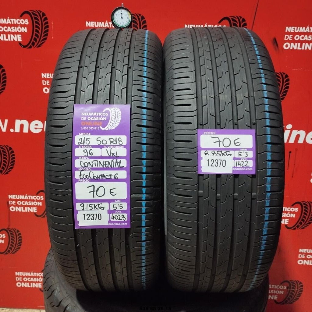 215 50 R18 96VXL ECOCONTATTO CONTINENTALE6 5,5/5,3 mm (VENTA 1 UNIDAD) REF:12370