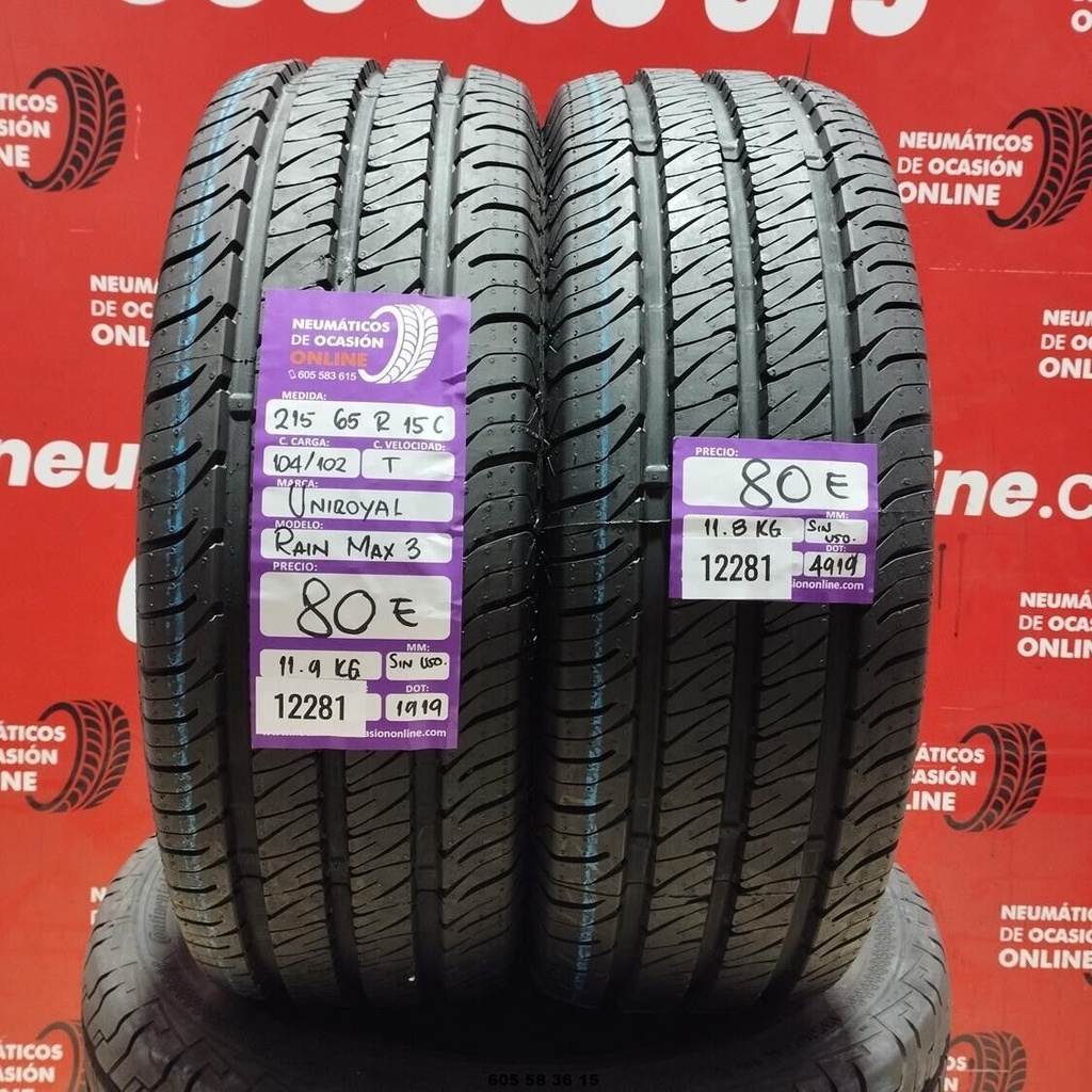 2x 215 65 R15C 104/102T UNIROYAL RAIN MAX3 DOT: 1919/4919 (NON UTILIZZATO) Ri...