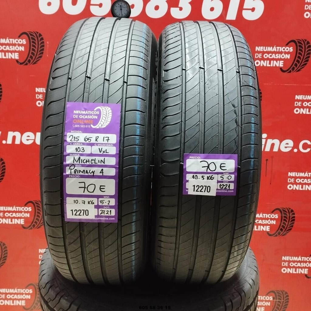 2x 215 65 R17 103VXL MICHELIN PRIMACY4 5,2/5,0 mm REF:12270