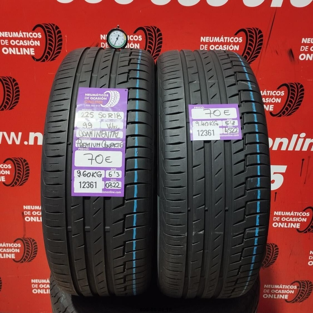 2 x 225 50 R18 99WXL CONTINENTAL PREMIUM CONTACT 6,3/5,8 mm REF : 12361