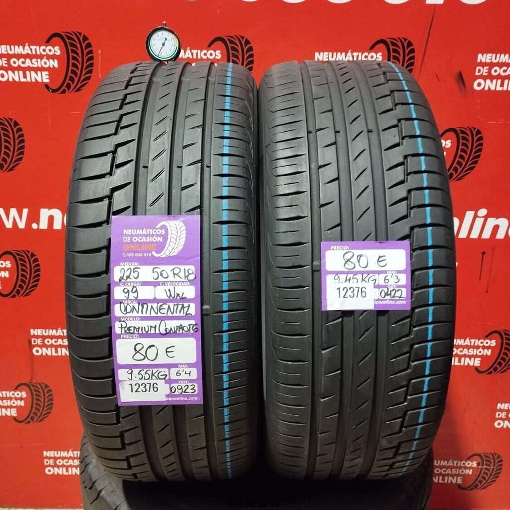 2 x 225 50 R18 99WXL CONTINENTAL PREMIUM CONTACT6 6,4/6,3 mm REF : 12376