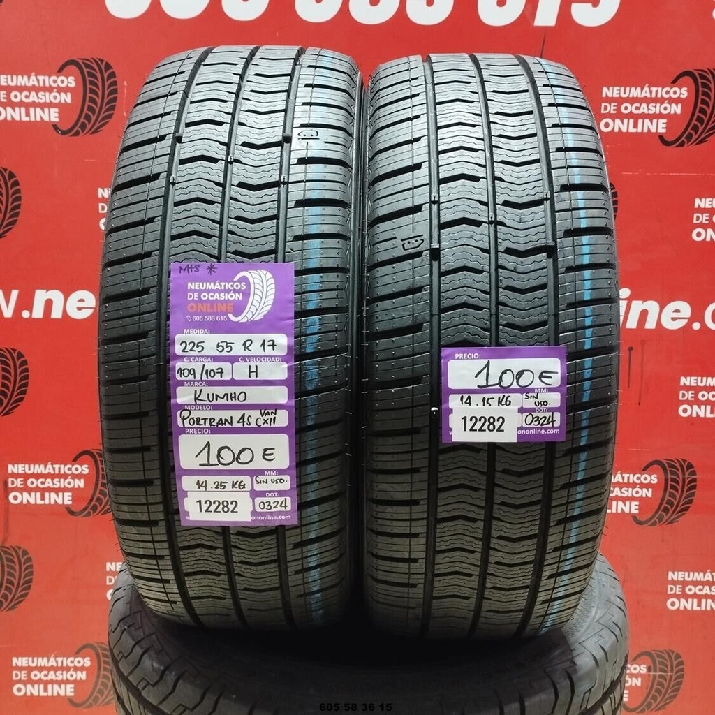 2x 225 65 R17 109/107H KUMHO PORTRAN 4S VAN DOT:0324 (INUTILISATION) Ref:12282