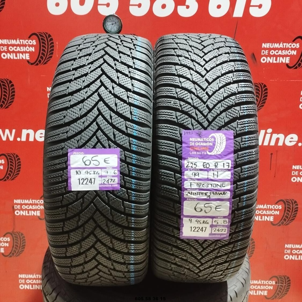 2 x 225 60 R17 99H FIRESTONE WINTER 4 FAUCONS M+S* 7,6/5,8 mm REF :12247