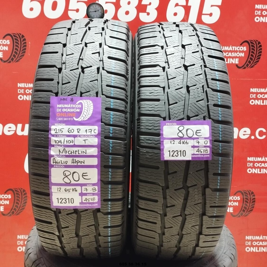 2x 215 60 R17C 109/107T MICHELIN AGILIS ALPIN M+S* 7.8/7.0mm REF:12310