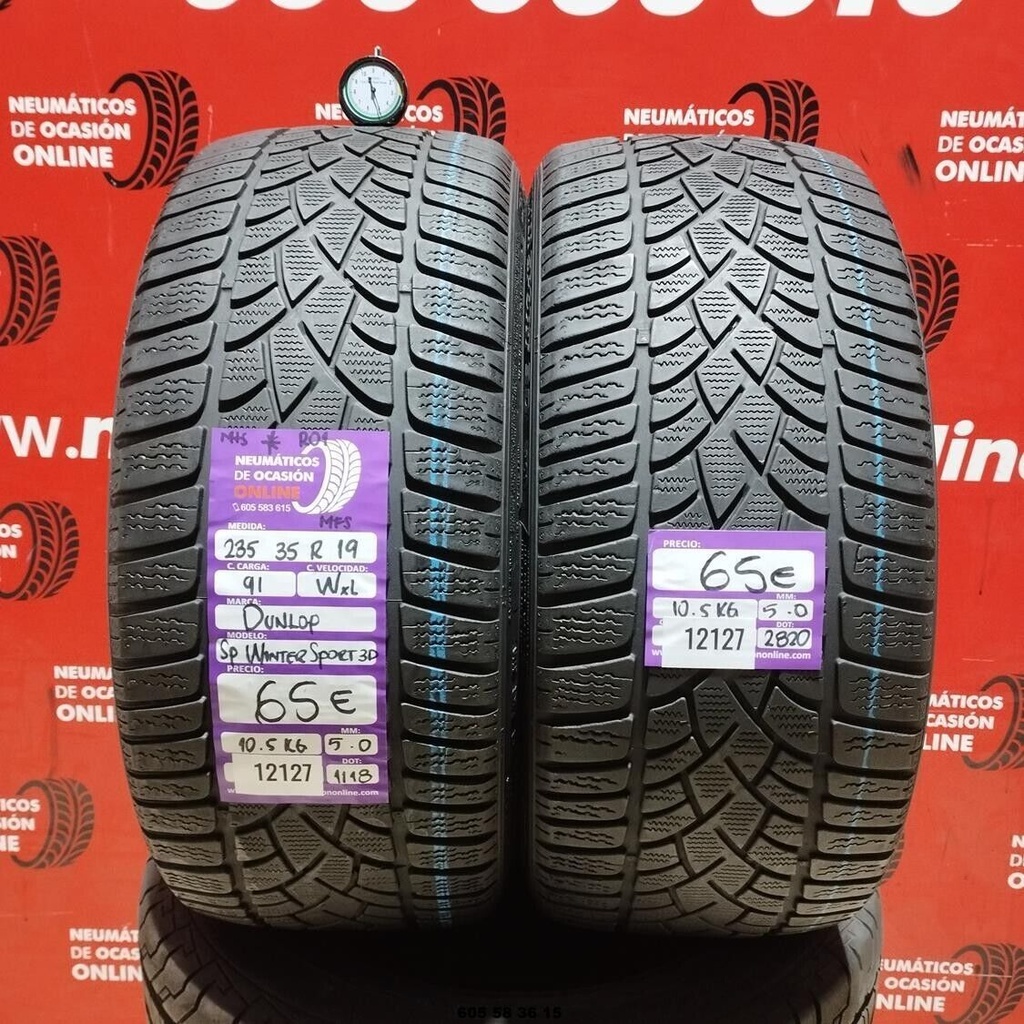 2x 235 35 R19 91WXL DUNLOP SP SPORT INVERNALI M+S* 5,0/5,0 mm REF:12127