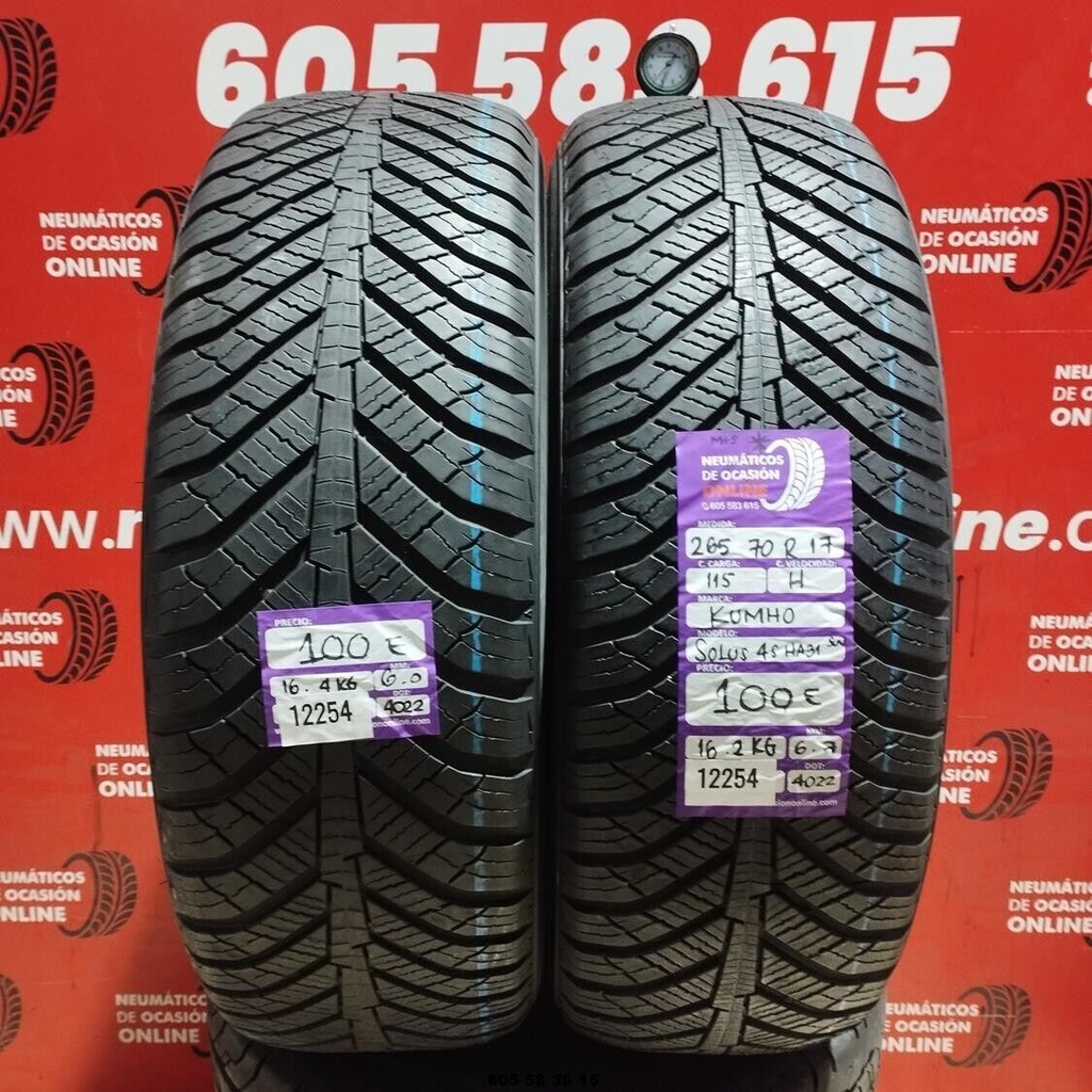 2x 265 70 R17 115H KUMHO SOLUS 4S HA31 6.0/6.7mm REF:12254