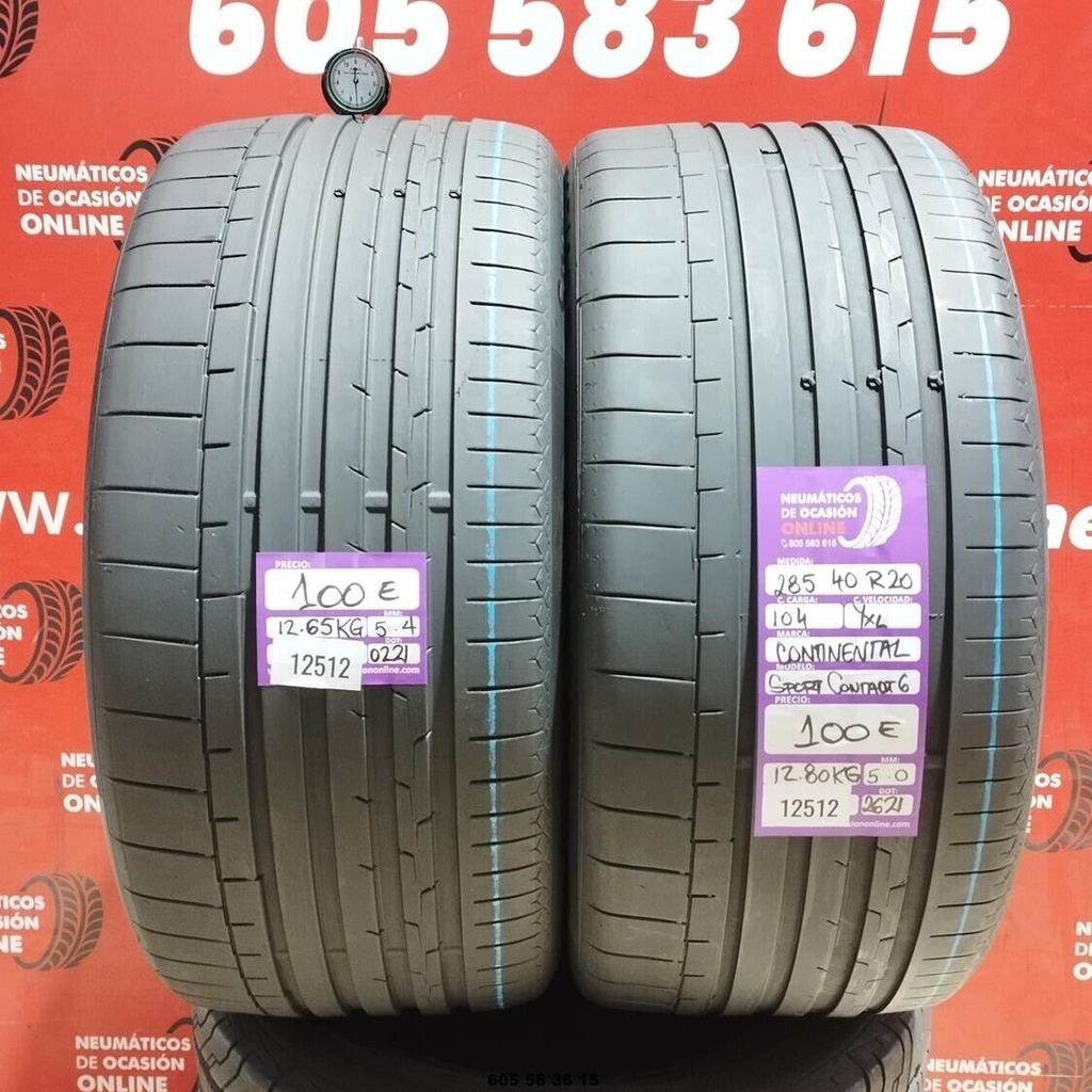 2x 285 40 R20 104YXL CONTINENTAL SPORT CONTACT6 5.4/5.0mm REF:12512