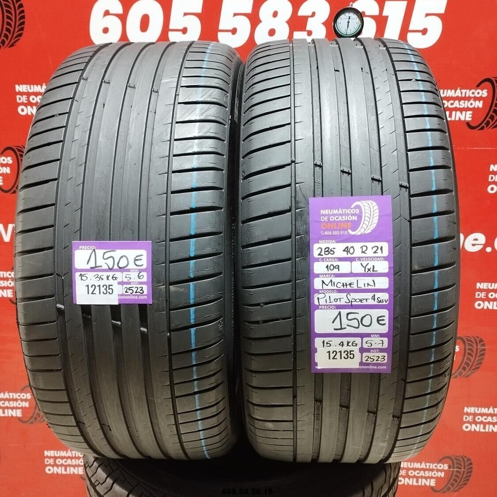 2x 285 40 R21 109YXL MICHELIN PILOT SPORT 4 SUV 5.6/5.7mm REF:12135