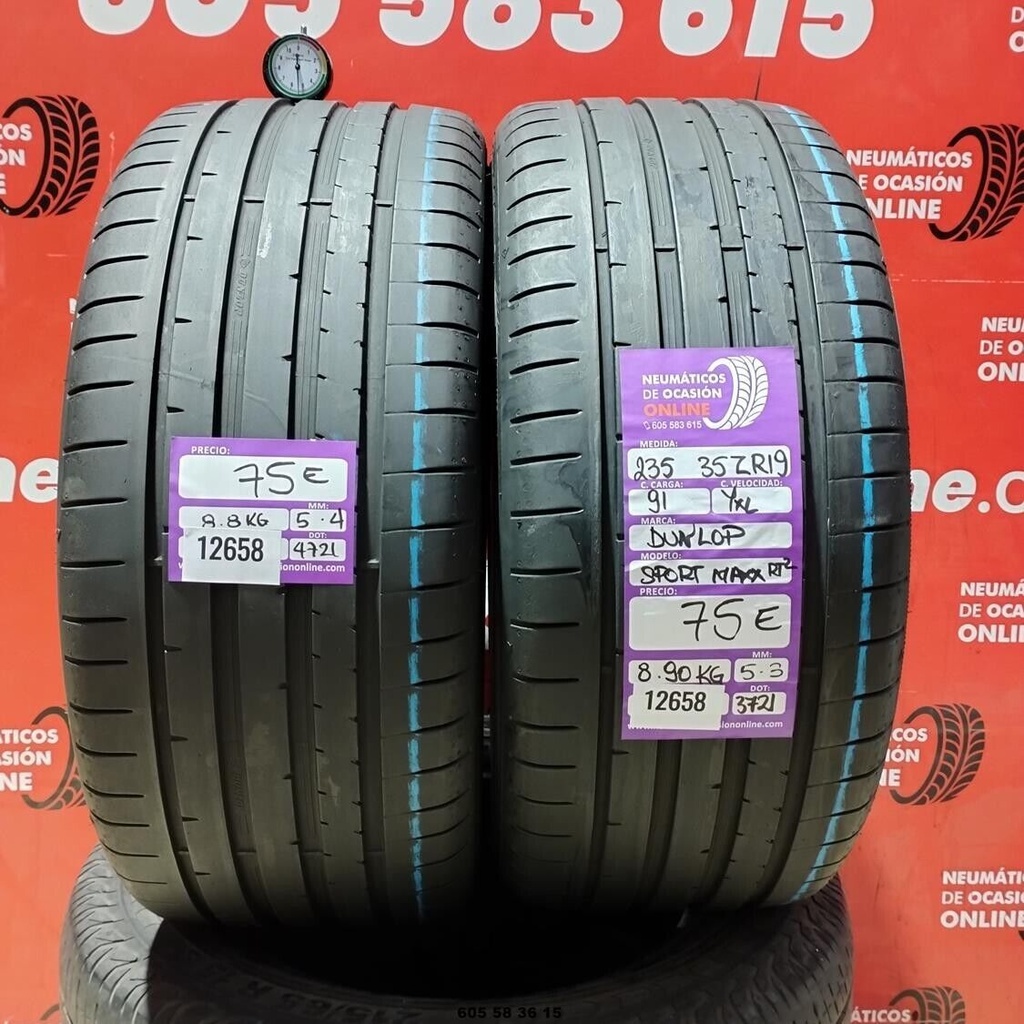 2x 235 35 ZR19 91YXL DUNLOP SPORT MAXX RT2 5.3/5.4mm REF:12658