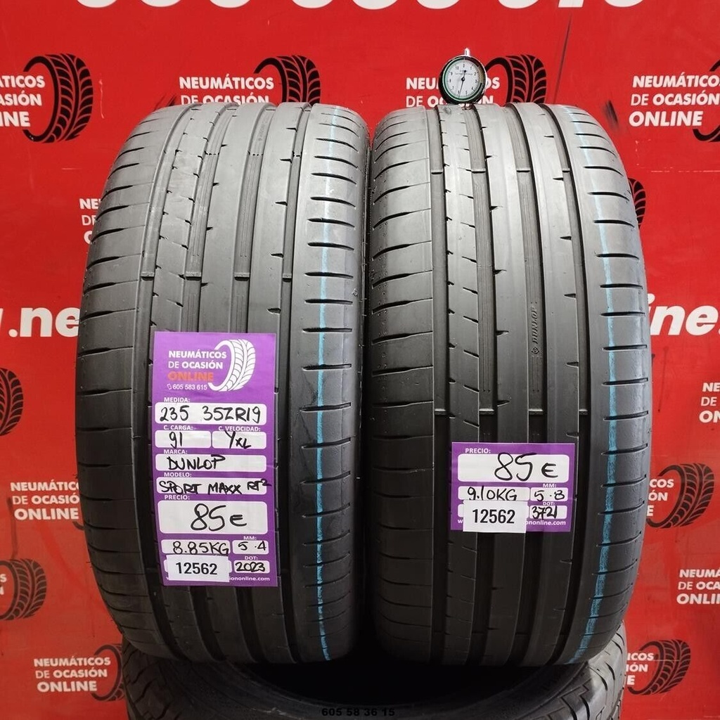 2x 235 35 ZR19 91YXL DUNLOP SPORT MAXX RT2 5.8/5.4mm REF:12562