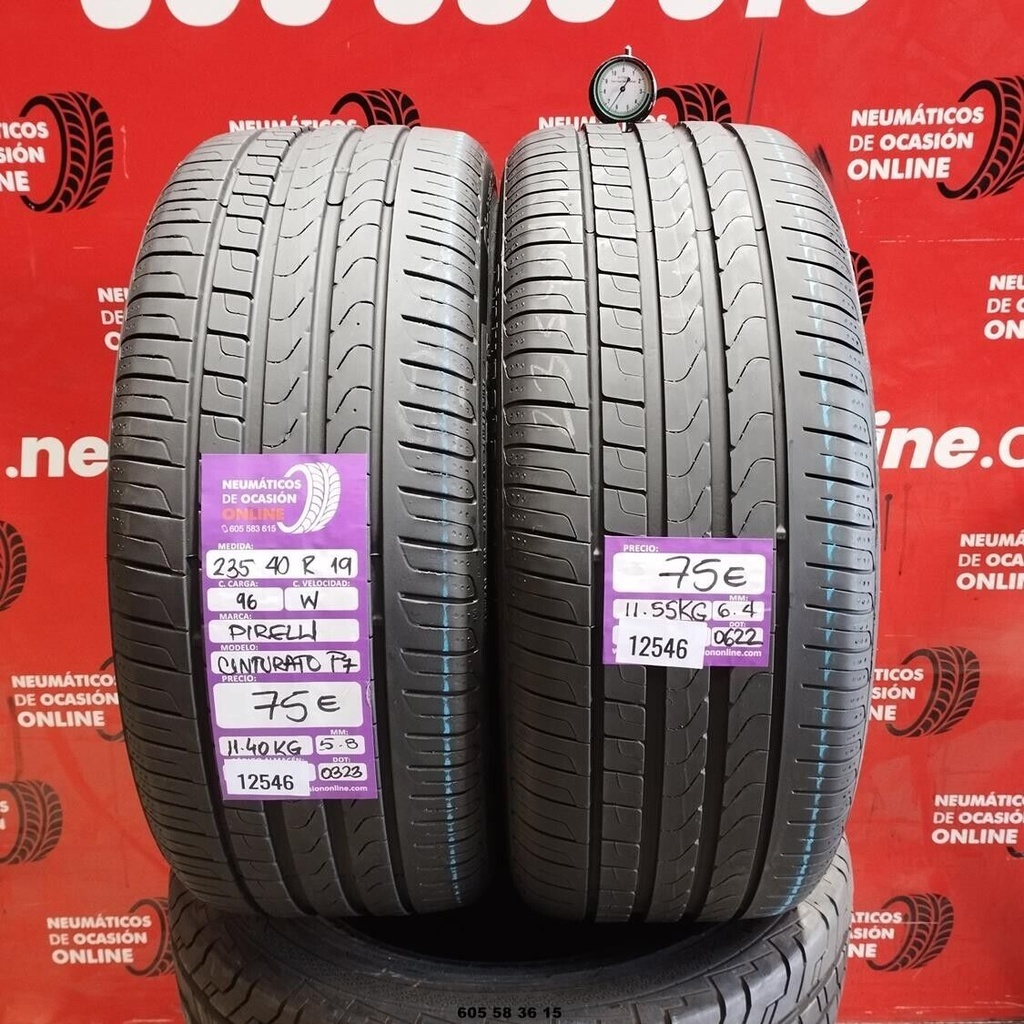 2x 235 40 R19 96W PIRELLI CINTURATO P7 5.8/6.4mm REF:12546