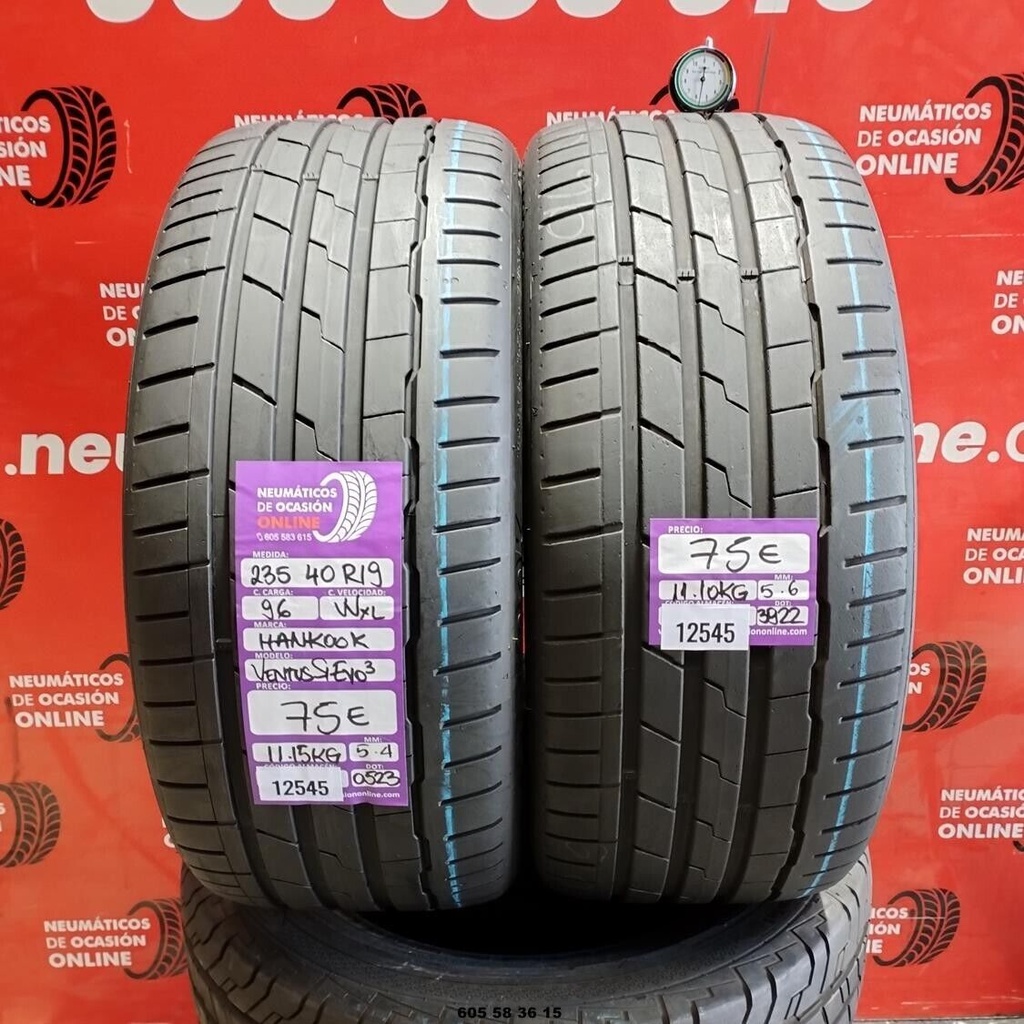 2x 235 40 R19 96WXL HANKOOK VENTUS S1 EVO3 5.6/5.4mm REF:12545