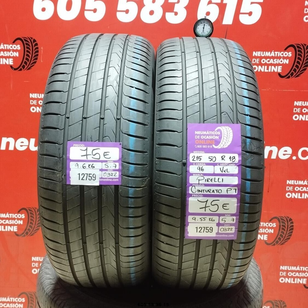 2x 215 50 R18 96VXL PIRELLI CINTURATO 5.7/5.7mm REF:12759