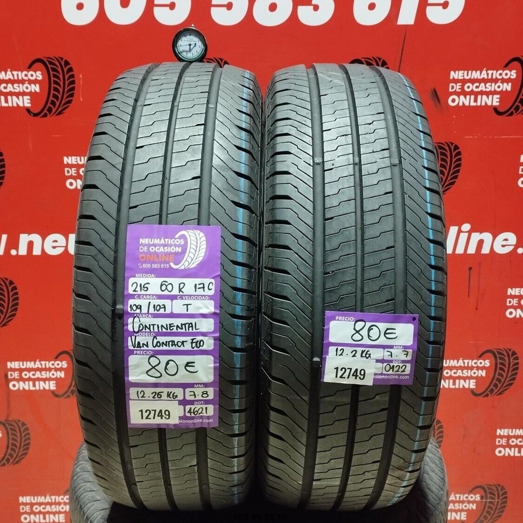 2x 215 60 R17C 109/107T CONTINENTAL VAN CONTACT ECO 7.8/7.7mm REF:12749