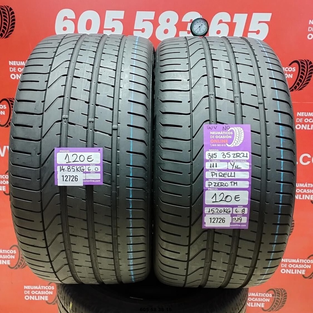 2x 315 35 ZR21 111YXL PIRELLI PZERO TM SUV NO 6.0/6.8mm REF:12726