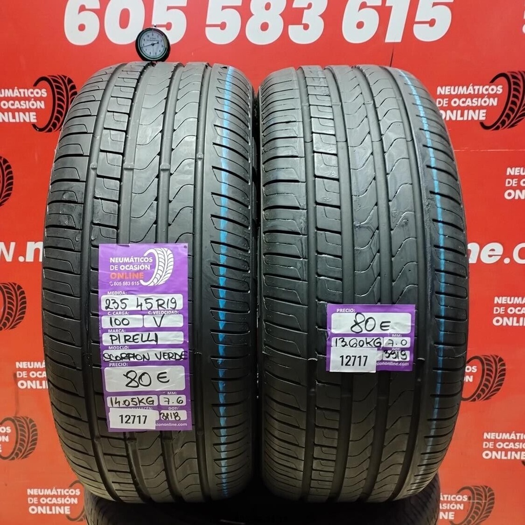 2x 235 45 R19 100V PIRELLI SCORPION VERDE 7.6/7.0mm REF:12717