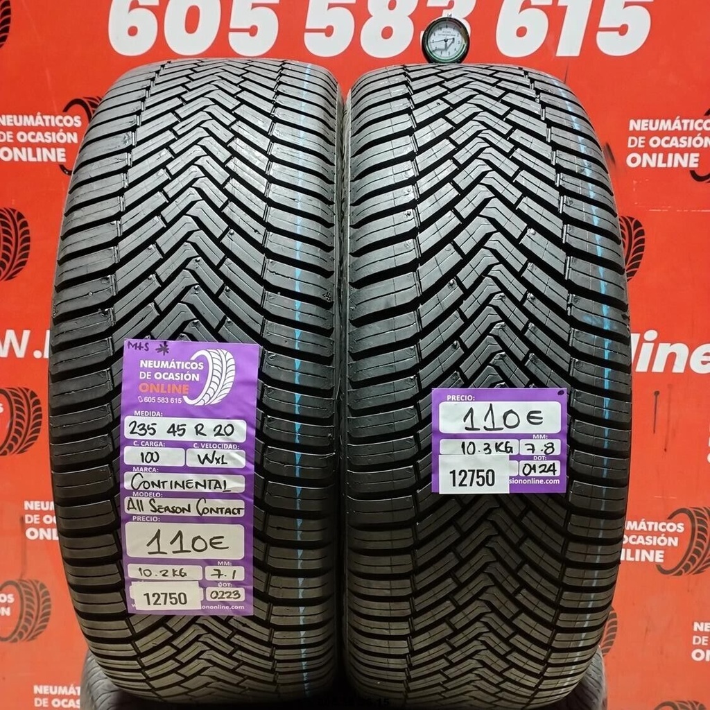 2x 235 45 R20 100WXL CONTINENTAL ALL SEASON CONTACT M+S* 7.1/7.8mm REF:12750