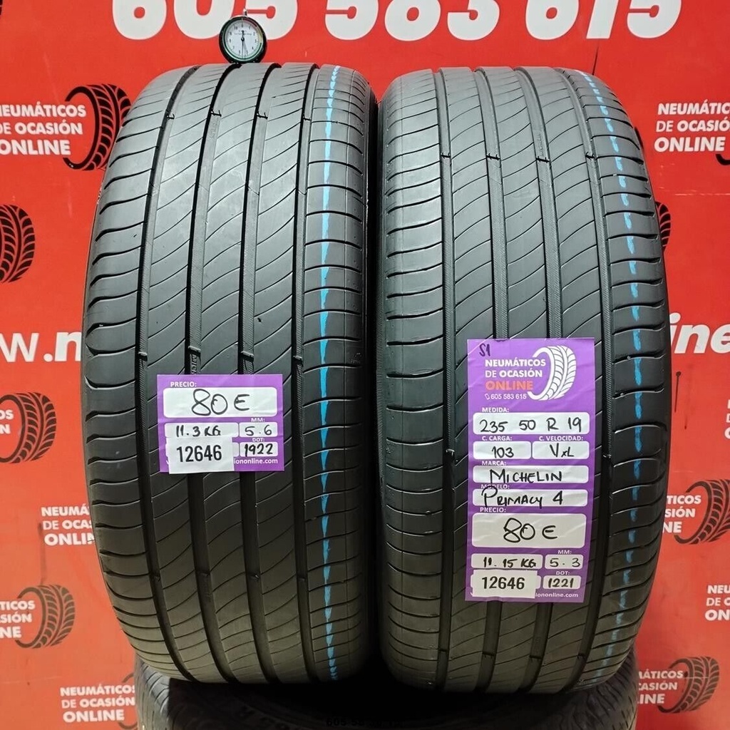 2x 235 50 R19 103VXL MICHELIN PRIMACY4 S1 5.6/5.3mm REF:12646