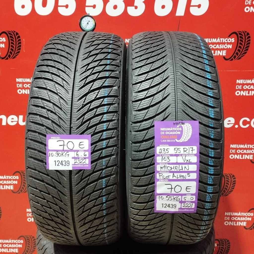 2x 235 55 R17 103VXL MICHELIN PILOT ALPIN5 M+S* 6.6/5.0mm REF:12439