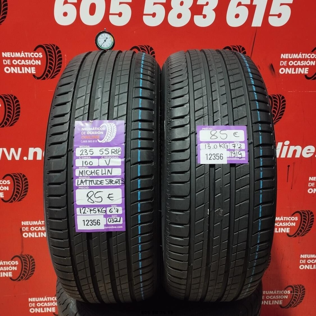 2x 235 55 R18 100V MICHELIN LATTITUDE SPORT3 6.7/7.2mm REF:12356