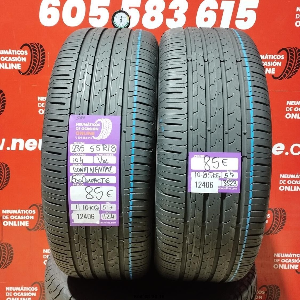 2x 235 55 R18 104VXL CONTINENTAL ECOCONTACT6 5.7/5.7mm REF:12406