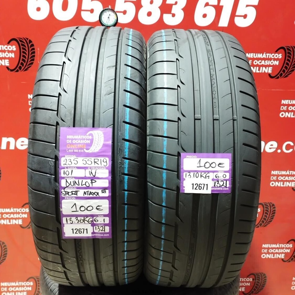 2x 235 55 R19 101W DUNLOP SPORT MAXX RT 6.1/6.0mm REF:12671