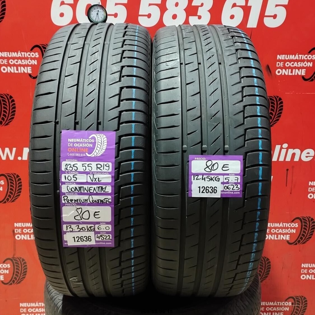 2x 235 55 R19 105VXL CONTINENTAL PREMIUM CONTACT6 6.0/5.7mm REF:12636