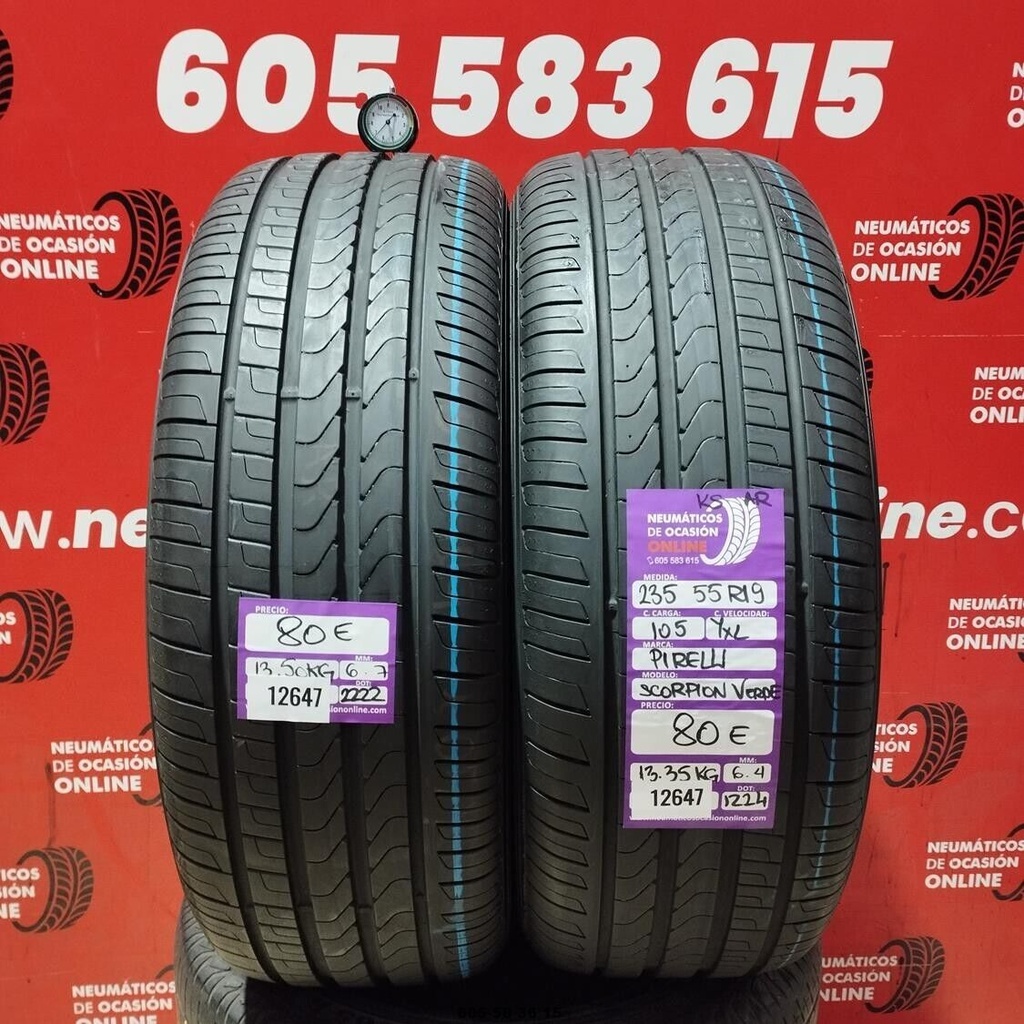 2x 235 55 R19 105YXL PIRELLI SCORPION VERDE 6.7/6.4mm REF: 12647