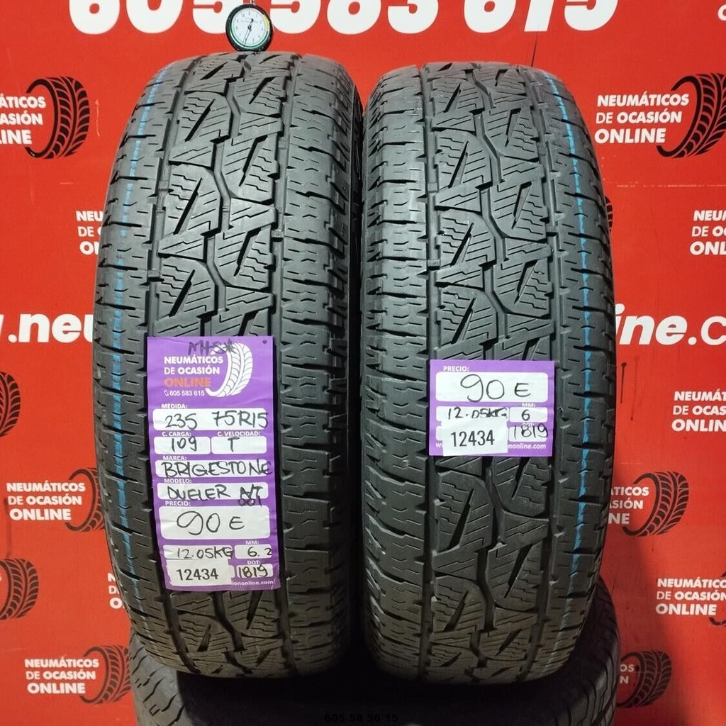 2x 235 75 R15 109T BRIDGESTONE DUELER A/T M+S* 6.2/6.0mm REF:12434