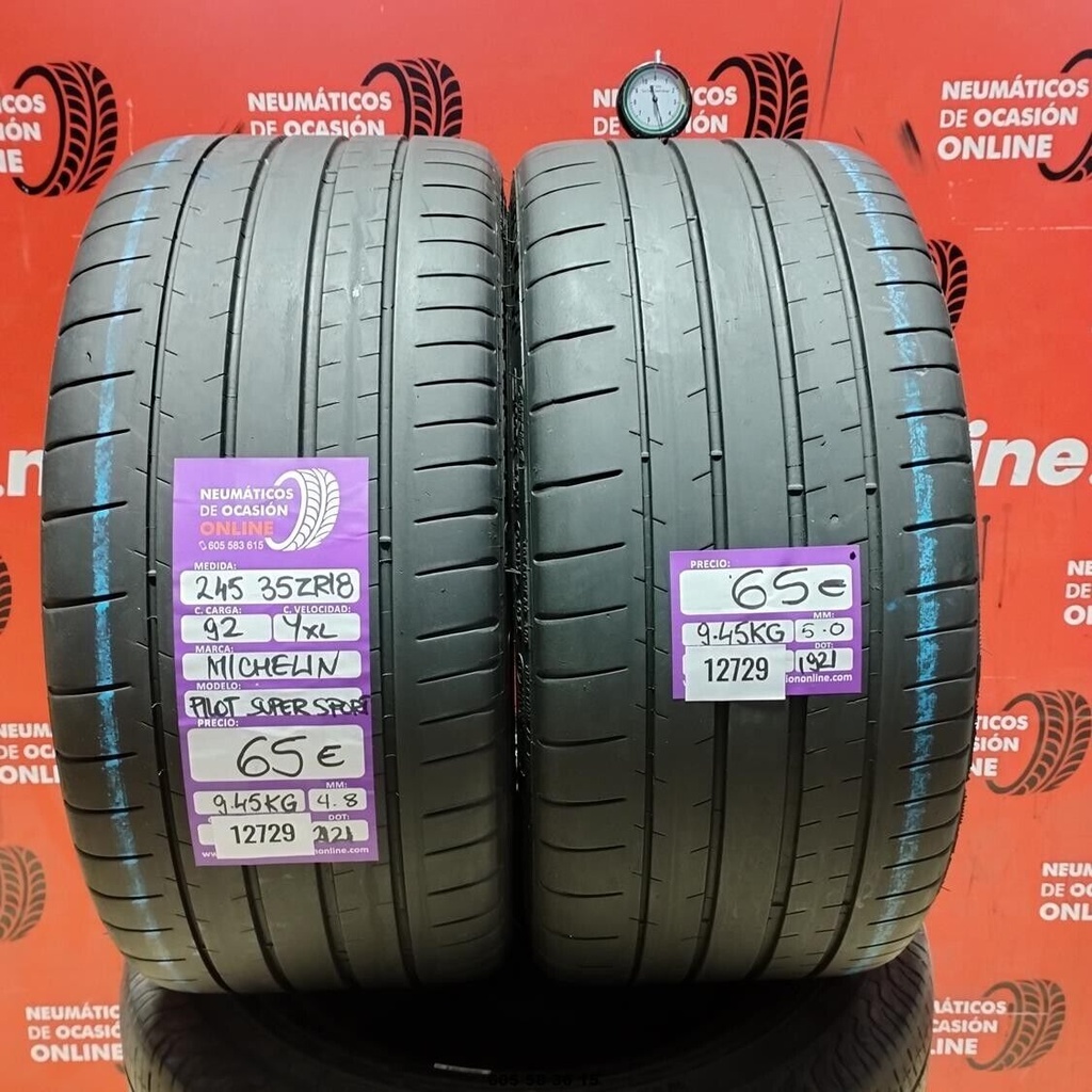 2x 245 35 ZR18 92YXL MICHELIN PILOT SUPER SPORT 4.8/5.0mm REF:12729