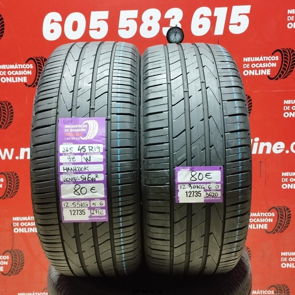 2x 245 45 R19 98W HANKOOK VENTUS S1 EVO2 SUV 5.6/6.0mm REF:12735