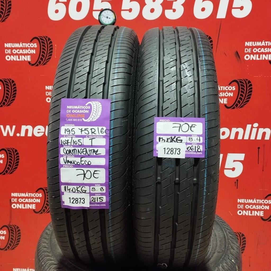 2x 195 75 R16C 107/105T CONTINENTAL VANCO ECO 8.8/8.4mm REF:12873