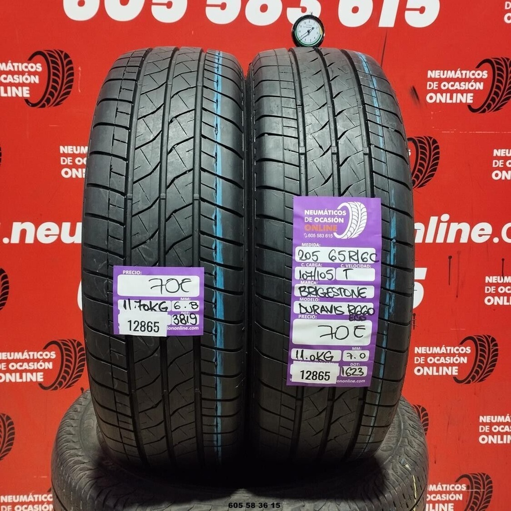 2x 205 65 R16C 107/105T BRIDGESTONE DURAVIS R660 6.8/7.0mm REF:12865