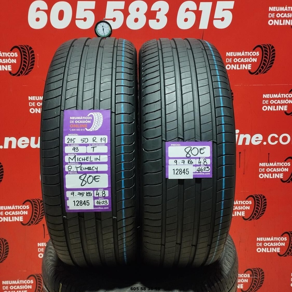 2x 215 50 R19 93T MICHELIN e.PRIMACY 4.8/4.8mm REF:12845