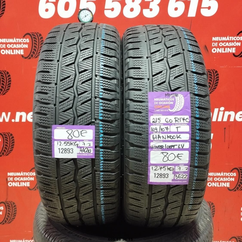 2x 215 60 R17C 109/107T HANKOOK WINTER ICEPT 7.2/7.2mm REF:12893