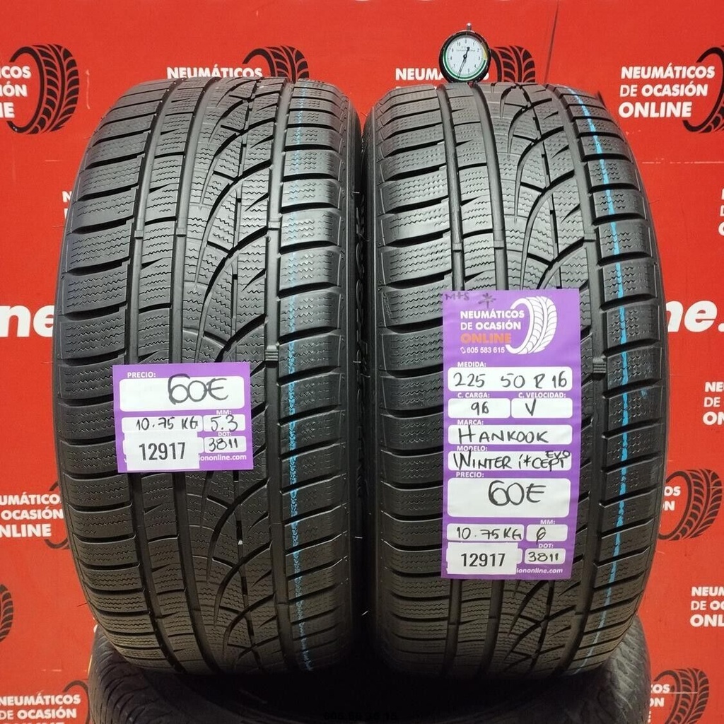 2x 225 50 R16 96V HANKOOK WINTER I*CEPT M+S* 6.0/5.3mm REF:12917