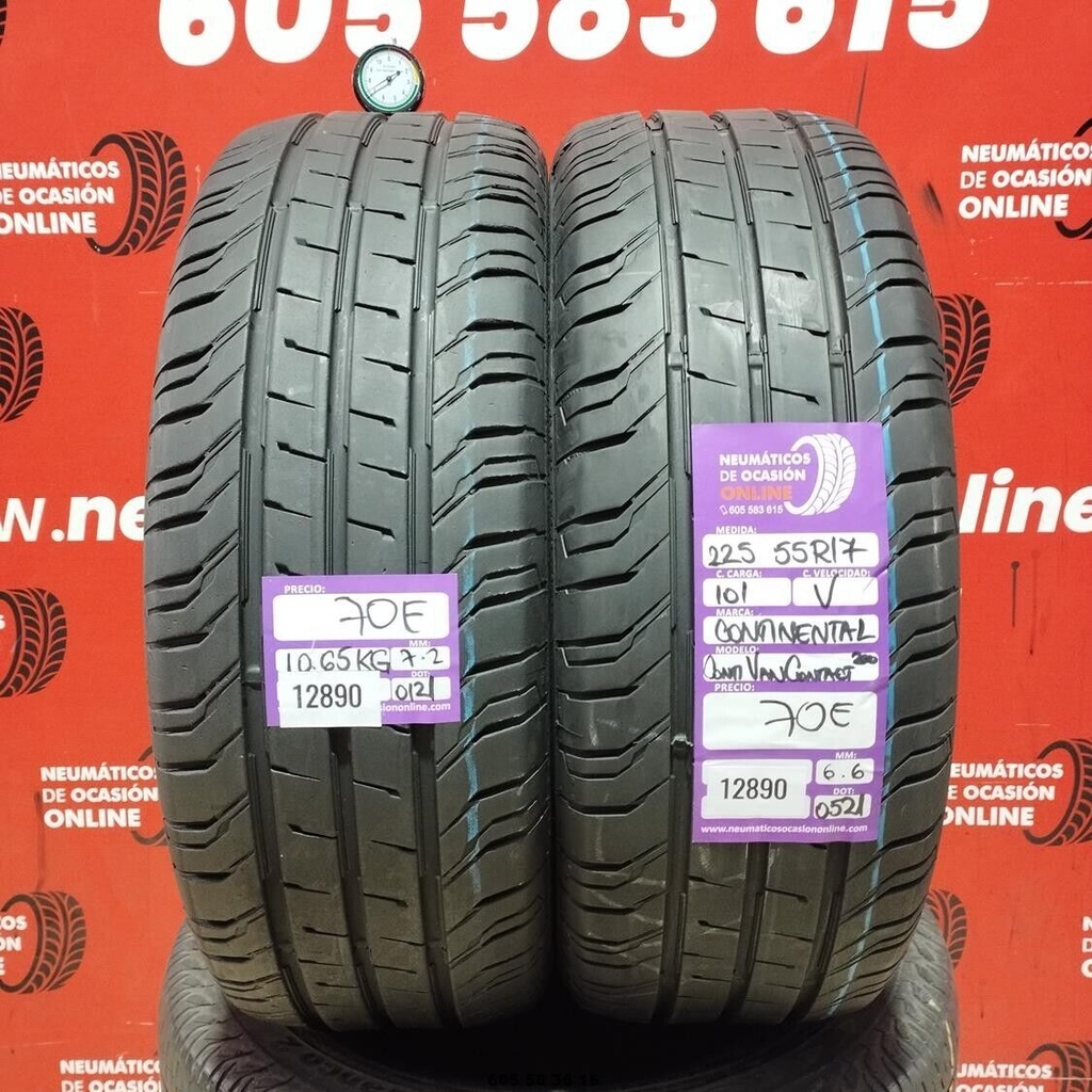 2x 225 55 R17 101V CONTINENTAL CONTI VANCONTACT 6.6/7.2mm REF:12890