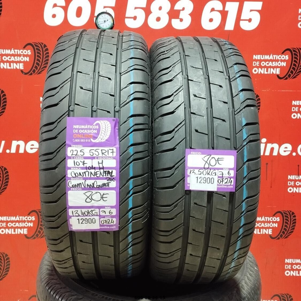 2x 225 55 R17 107H CONTINENTAL CONTI VAN CONTACT 7.6/7.6mm REF:12900